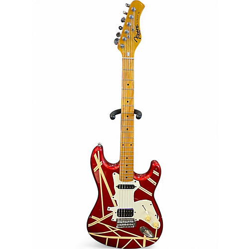 Used Hondo FAME 761 RED/WHITE STRIPE Solid Body Electric Guitar RED/WHITE STRIPE