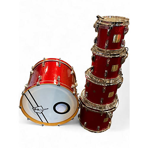 Used Houston Percussion Company 5 Piece HPC Custom All Maple Shell  Red Sparkle Drum Kit Red Sparkle