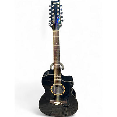 Used Ibanez AAD1012E Black 12 String Acoustic Electric Guitar