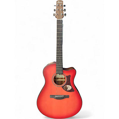 Used Ibanez AAM50CE Pink Acoustic Electric Guitar
