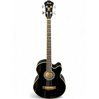 Used Ibanez AEB5E Trans Black Acoustic Bass Guitar