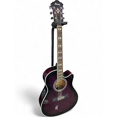 Used Ibanez AEF30ETVS Trans Purple Acoustic Electric Guitar