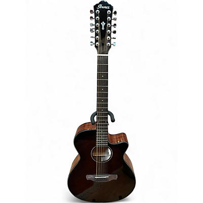 Used Ibanez AEG5012 Dark Violin Sunburst 12 String Acoustic Electric Guitar