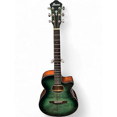 Used Ibanez AEG70 Flamed Green Burst  Acoustic Electric Guitar