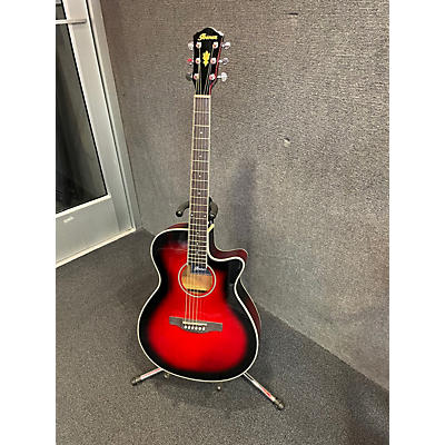 Ibanez Used Ibanez AEG8E-TRS Trans Red Acoustic Electric Guitar