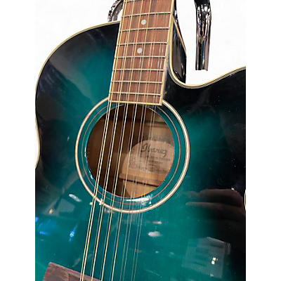 Used Ibanez AEL1512E Teal Burst 12 String Acoustic Electric Guitar