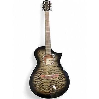 Used Ibanez AEWC16QA Transparent Black Sunburst Acoustic Electric Guitar