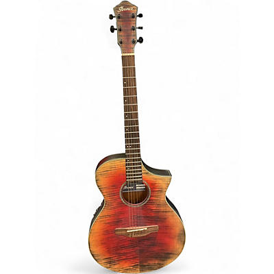 Used Ibanez AEWC32FM Tiger Burst Acoustic Electric Guitar