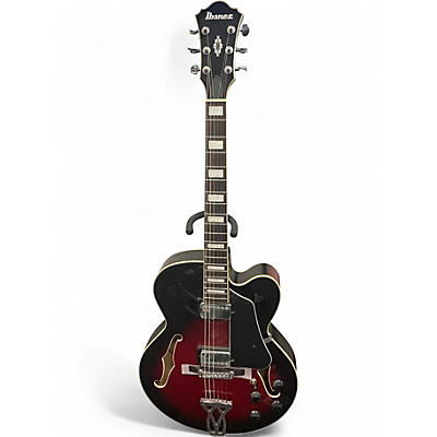Used Ibanez AF75 Red with Black and White Stripes Hollow Body Electric Guitar