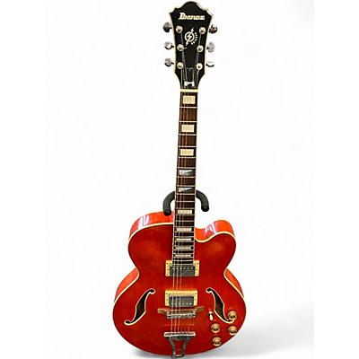 Used Ibanez AF75D Trans Orange Hollow Body Electric Guitar