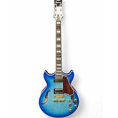 Used Ibanez AM93Q Jet Blue Burst Hollow Body Electric Guitar