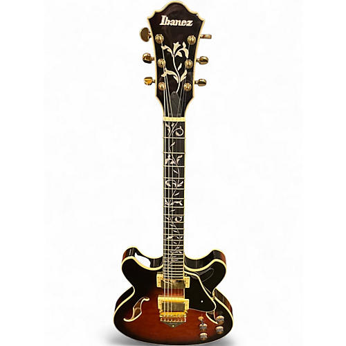 Used Ibanez AS93QMSP Dark Brown Burst Hollow Body Electric Guitar Dark Brown Burst