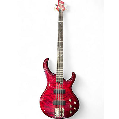 Used Ibanez BTB400QM Transparent Red Electric Bass Guitar
