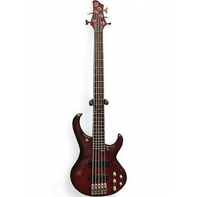 Used Ibanez BTB405e 5 String Trans Crimson Red Electric Bass Guitar