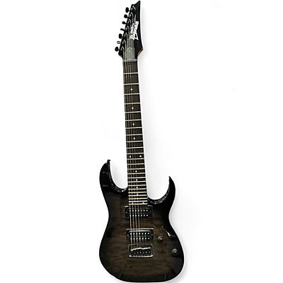 Used Ibanez GRG7221QA Trans Black SUNBURST Solid Body Electric Guitar