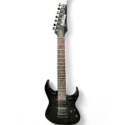 Used Ibanez GRG7221QA Trans Black Solid Body Electric Guitar