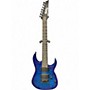 Used Ibanez GRG7221QA Transparent Blue Solid Body Electric Guitar Transparent Blue
