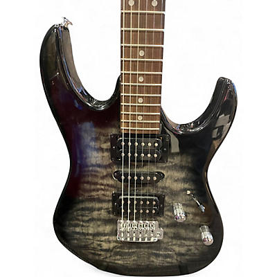 Used Ibanez GRX70QA Black and Silver Solid Body Electric Guitar