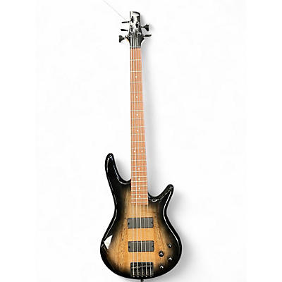 Used Ibanez GSR205 5 String Spalted Maple Edge Burst Electric Bass Guitar