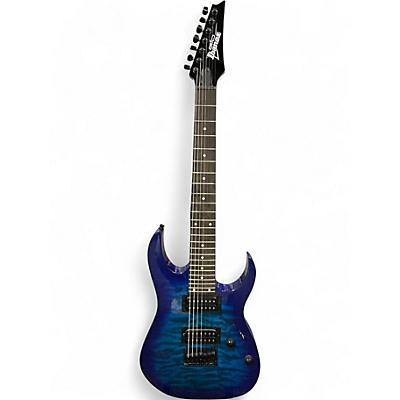 Used Ibanez Gio 7 String Trans Blue Solid Body Electric Guitar