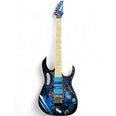 Used Ibanez JEM77P BLACK AND BLUE Solid Body Electric Guitar