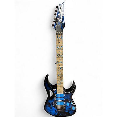 Used Ibanez JEM77P Blue Floral Pattern Solid Body Electric Guitar