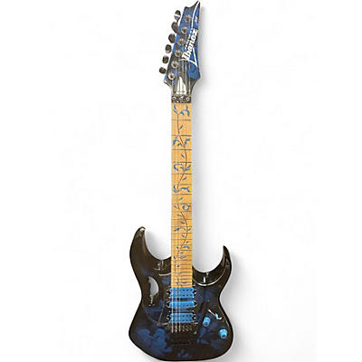 Used Ibanez JEM77P DEEP BLUE FLOWER GRAPHIC Solid Body Electric Guitar