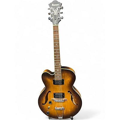 Used Ibanez Left Handed A55ltf Worn Brown Hollow Body Electric Guitar