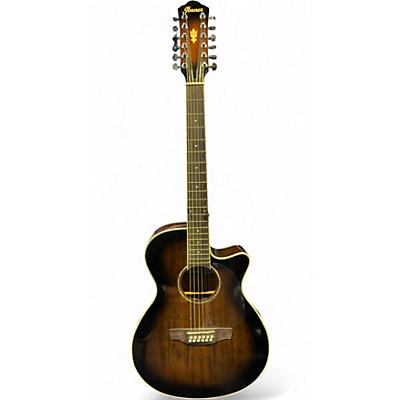 Used Ibanez PF1512ECE Brown Sunburst 12 String Acoustic Electric Guitar