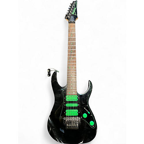 Used Ibanez Premium UV7 Black and Green Solid Body Electric Guitar Black and Green