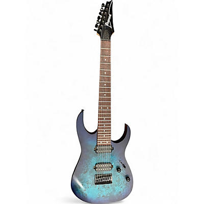 Used Ibanez RG7421 RG Series BLUE POPLAR BURL Solid Body Electric Guitar