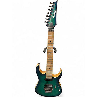 Used Ibanez RG752AHM 7 NEBULA GREEN BURST Solid Body Electric Guitar