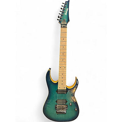 Used Ibanez RG752AHM Prestige 7 String Nebula Green Burst Solid Body Electric Guitar