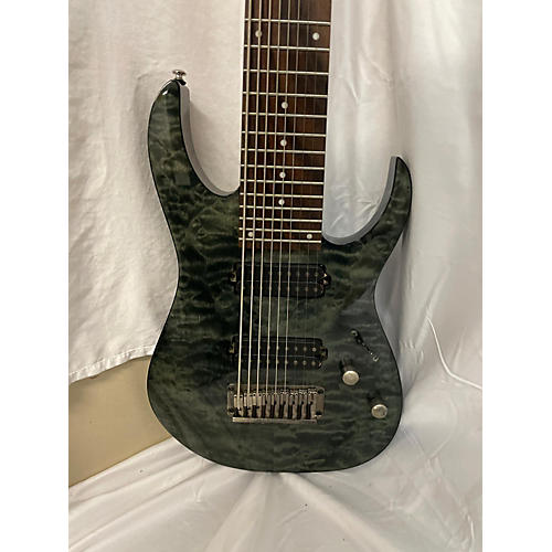 Ibanez Used Ibanez RG9QM 9 String Black Ice Solid Body Electric Guitar black ice