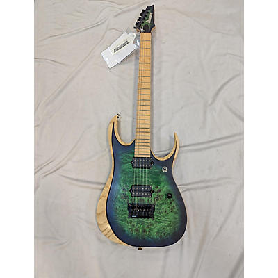 Ibanez Used Ibanez RGDIX6 Transparent Blue/Green Burl Solid Body Electric Guitar