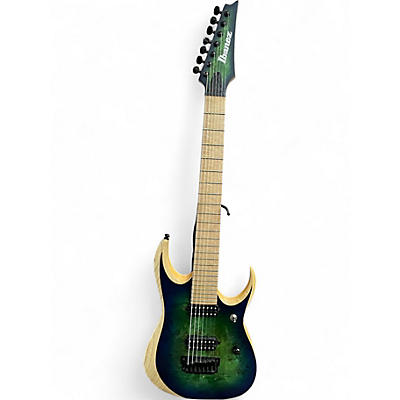 Used Ibanez RGDIX7MPB Surreal Blue Burst Green Solid Body Electric Guitar