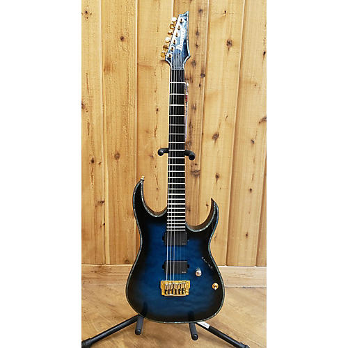 Ibanez Used Ibanez RGIX20FEQM Iron Label RG Series Ocean Blue Burst Solid Body Electric Guitar Ocean Blue Burst