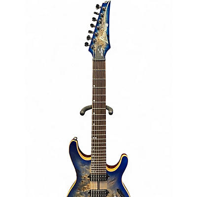 Used Ibanez S1027PBF Premium 	 Cerulean Blue Burst Solid Body Electric Guitar