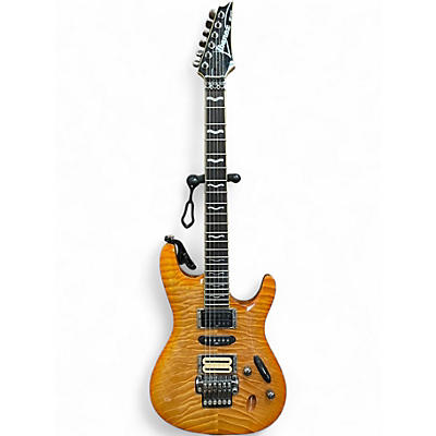 Used Ibanez S470 DXQM Trans Amber Solid Body Electric Guitar