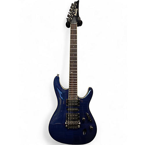 Used Ibanez S6570 Prestige series Dark Blue Flame Top Solid Body Electric Guitar Dark Blue Flame Top