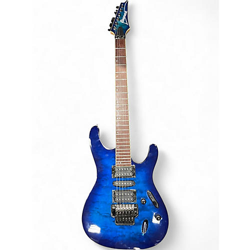 Used Ibanez S670QM Blue Solid Body Electric Guitar Blue