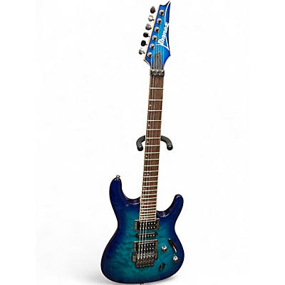 Used Ibanez S670QM Sapphire Blue Solid Body Electric Guitar