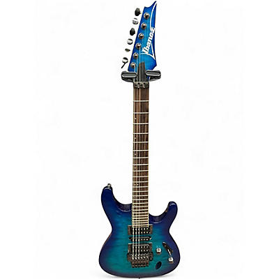 Used Ibanez S670QM Sapphire Blue Trans Solid Body Electric Guitar