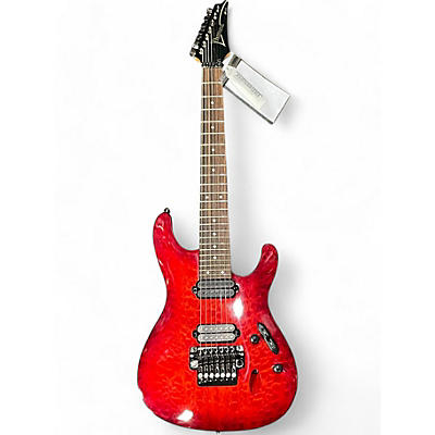 Used Ibanez S7420QM S Series Trans Red Solid Body Electric Guitar