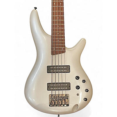 Used Ibanez SR305 5 String Pearl White Electric Bass Guitar
