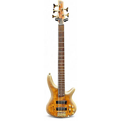 Used Ibanez SR405 5 String Gold Electric Bass Guitar
