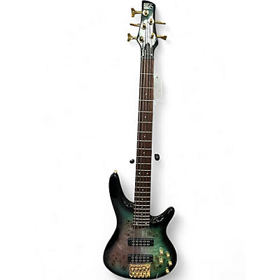 Used Ibanez SR405 5 String Tropical Seafloor Burst Electric Bass Guitar