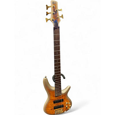 Used Ibanez SR405 5 String mars gold metallic burst Electric Bass Guitar