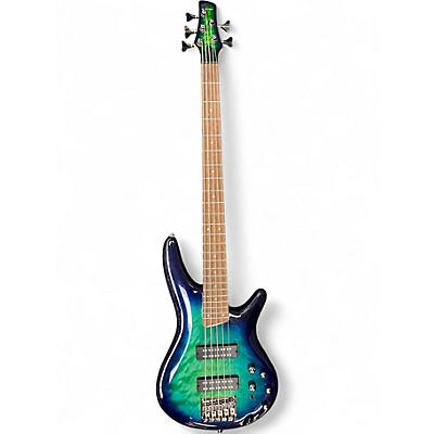 Used Ibanez SR405EQM 5 String Cosmic Blue Starburst Electric Bass Guitar