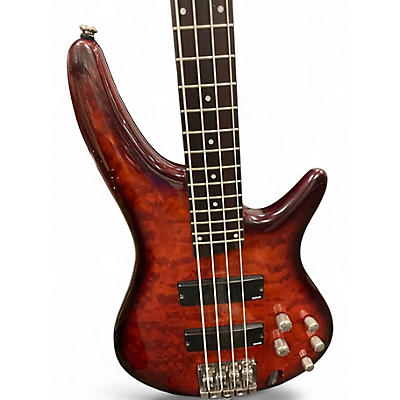 Used Ibanez SR405QM Crimson Red Burst Electric Bass Guitar